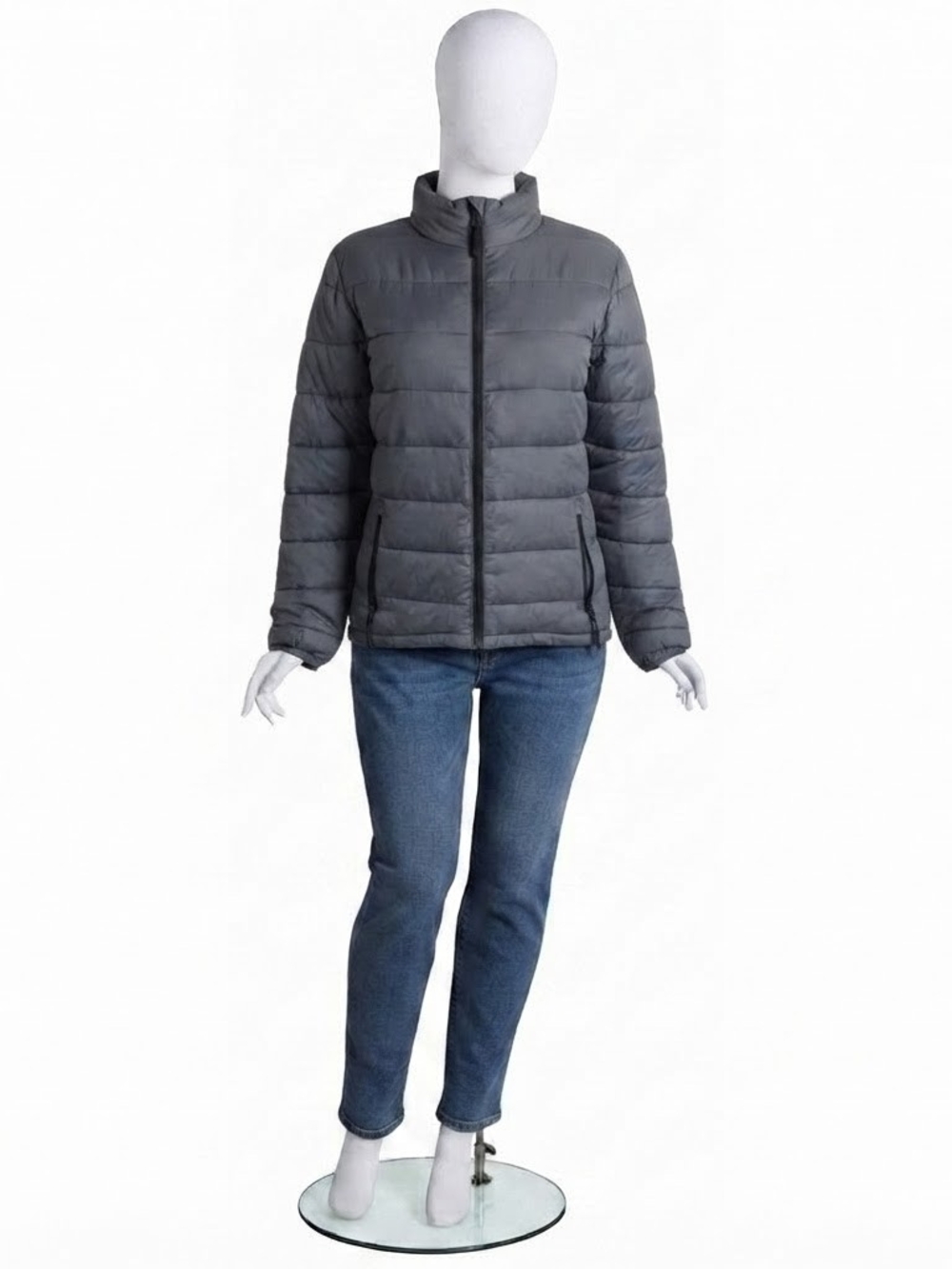 Fersten Worldwide Women's Medium Grey Packable Puffer Jacket Ripstop Lightweight